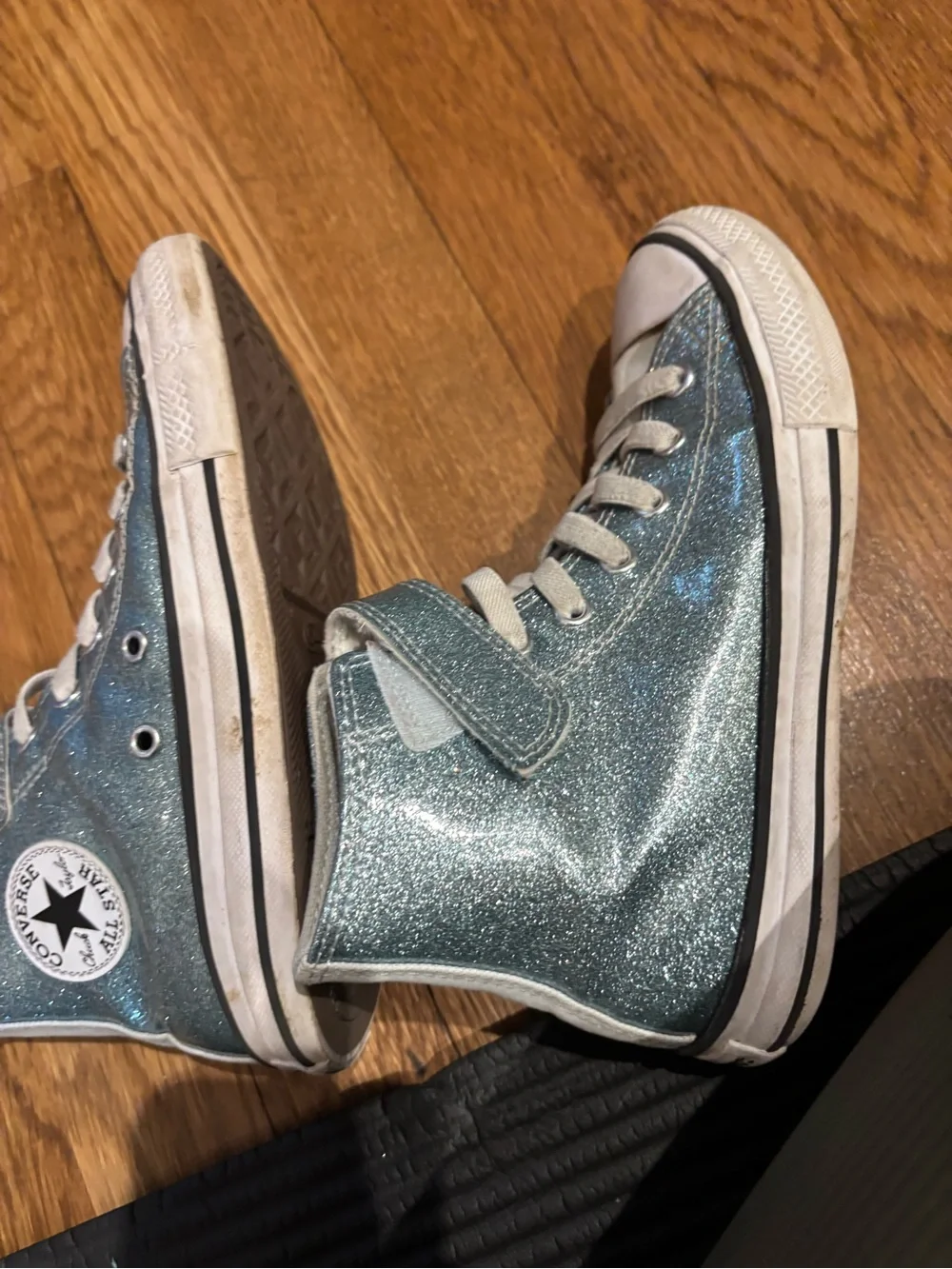 2 pairs of girls Converse Sneakers - Shimmery Teal and tie dye size 2.